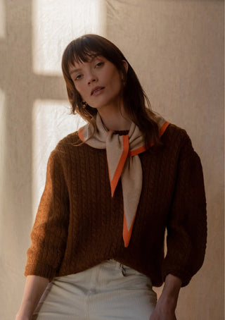 TBCo Merino Triangle Scarf in Camel & Apricot - MMJs Fashion