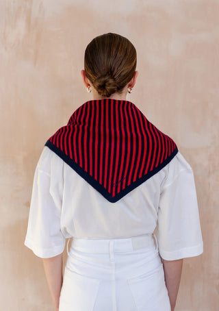 TBCo Merino Triangle Scarf in Navy & Red Stripe - MMJs Fashion