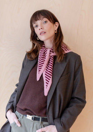 TBCo Merino Triangle Scarf in Pink Stripe - MMJs Fashion