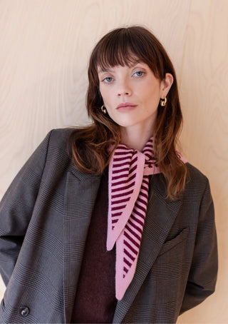 TBCo Merino Triangle Scarf in Pink Stripe - MMJs Fashion