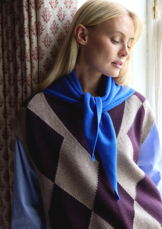 TBCo Merino Wool Triangle Scarf Cobalt Blue - MMJs Fashion