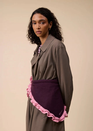TBCo Merino Wool Triangle Scarf Fig Double Ruffle - MMJs Fashion