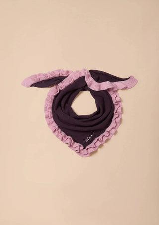 TBCo Merino Wool Triangle Scarf Fig Double Ruffle - MMJs Fashion