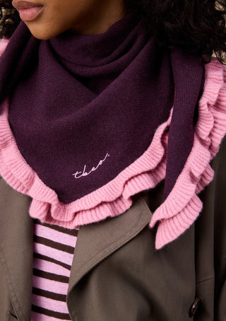 TBCo Merino Wool Triangle Scarf Fig Double Ruffle - MMJs Fashion