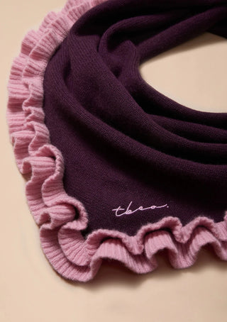 TBCo Merino Wool Triangle Scarf Fig Double Ruffle - MMJs Fashion
