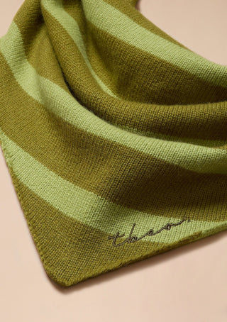 TBCo Merino Wool Triangle Scarf Green Stripe - MMJs Fashion