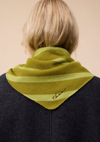 TBCo Merino Wool Triangle Scarf Green Stripe - MMJs Fashion