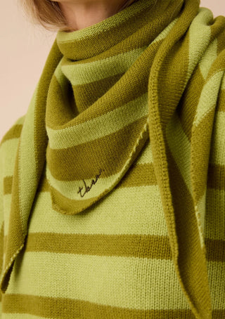 TBCo Merino Wool Triangle Scarf Green Stripe - MMJs Fashion