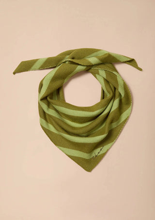 TBCo Merino Wool Triangle Scarf Green Stripe - MMJs Fashion