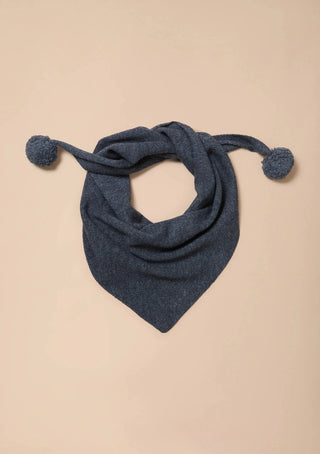 TBCo Merino Wool Triangle Scarf Grey Pompom - MMJs Fashion