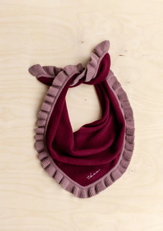 TBCo Merino Wool Triangle Scarf in Burgundy Ruffle - MMJs Fashion