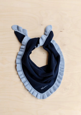 TBCo Merino Wool Triangle Scarf in Navy Ruffle - MMJs Fashion