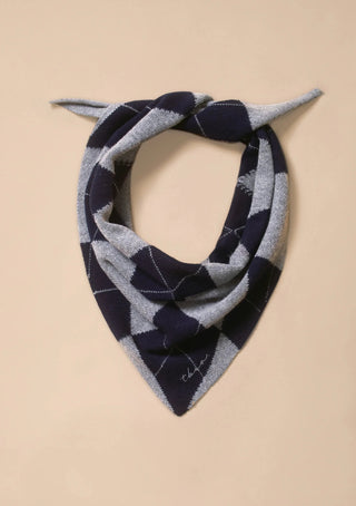 TBCo Merino Wool Triangle Scarf Navy Argyle - MMJs Fashion