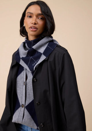 TBCo Merino Wool Triangle Scarf Navy Argyle - MMJs Fashion