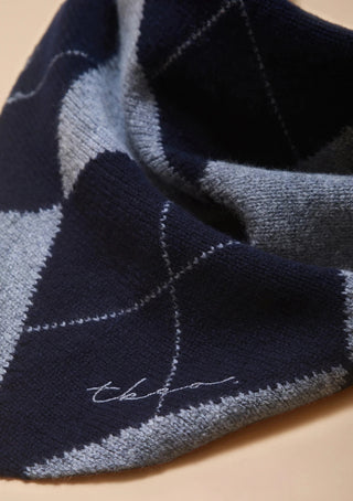 TBCo Merino Wool Triangle Scarf Navy Argyle - MMJs Fashion