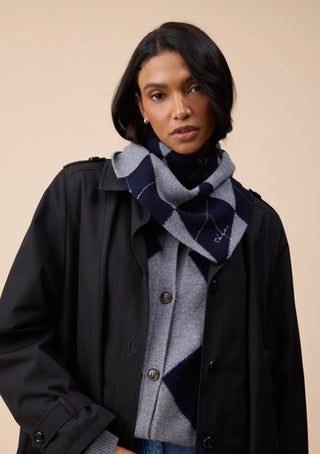 TBCo Merino Wool Triangle Scarf Navy Argyle - MMJs Fashion