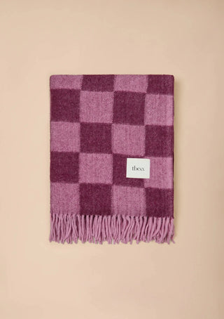 TBCo Recycled Wool Checkerboard Blanket Rose Fig - MMJs Fashion
