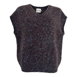 TWNS Fluffy Sleeveless Jumper Burgundy Blue Madelina - MMJs Fashion