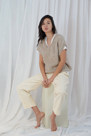 TWNS Fluffy Sleeveless Jumper Mottled Beige Madelina - MMJs Fashion