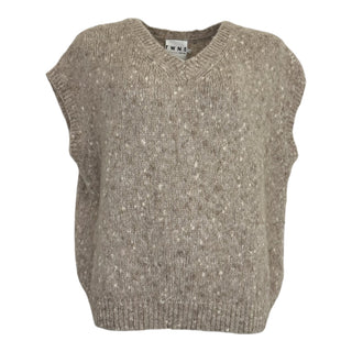 TWNS Fluffy Sleeveless Jumper Mottled Beige Madelina - MMJs Fashion