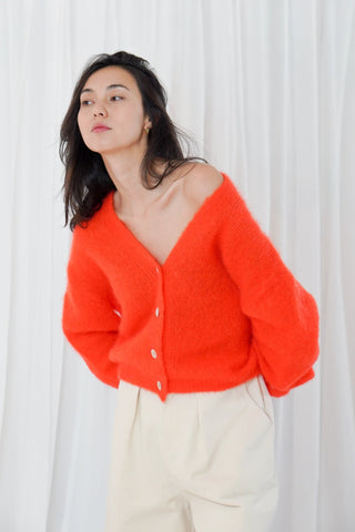 TWNS V-Neck Cardigan Fire Red Malia - MMJs Fashion