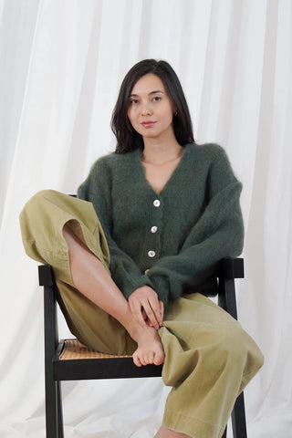 TWNS V-Neck Cardigan Military Green Malia - MMJs Fashion