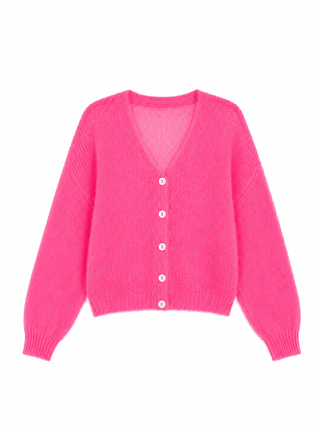 TWNS V-Neck Cardigan Neon Pink Malia - MMJs Fashion