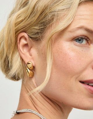 UNOde50 Chunky Double Teardrop Earrings Gold - MMJs Fashion