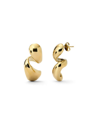 UNOde50 Chunky Double Teardrop Earrings Gold - MMJs Fashion