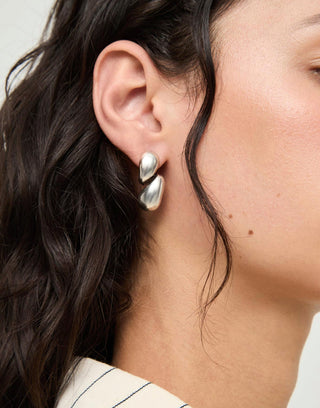 UNOde50 Chunky Double Teardrop Earrings Silver - MMJs Fashion