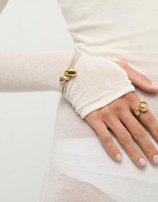 UNOde50 Double Strand Two Drop Bracelet Axis Silver Gold - MMJs Fashion