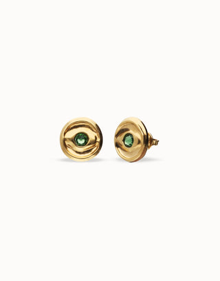 UNOde50 Gold Stud Earrings with Green Crystal - MMJs Fashion