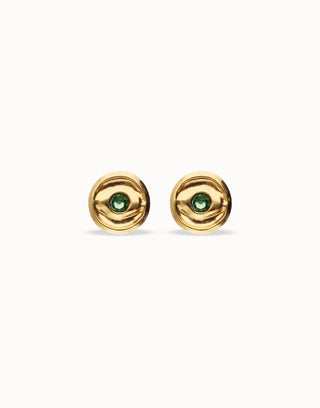 UNOde50 Gold Stud Earrings with Green Crystal - MMJs Fashion