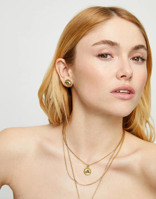 UNOde50 Gold Stud Earrings with Green Crystal - MMJs Fashion