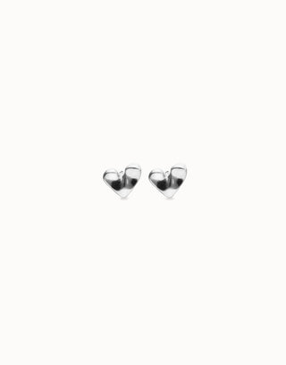 UNOde50 Heart Piercing Stud Earrings Silver - MMJs Fashion