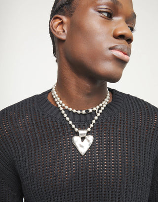 UNOde50 Long Necklace with Beads and Heart Detail Silver - MMJs Fashion