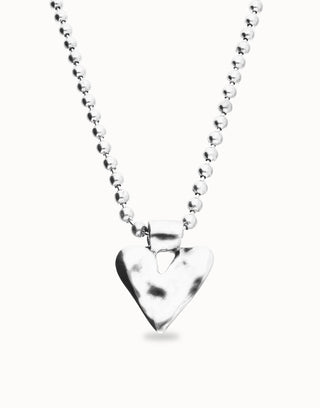 UNOde50 Long Necklace with Beads and Heart Detail Silver - MMJs Fashion