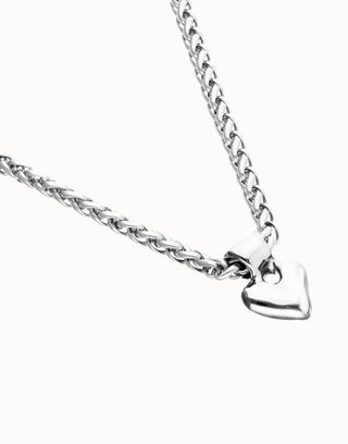 UNOde50 Short Chain Small Heart Detail Necklace Silver - MMJs Fashion