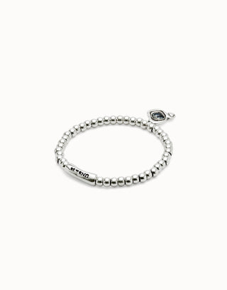 UNOde50 Silver Beaded Bracelet With Black Crystal Heart - MMJs Fashion