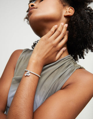 UNOde50 Silver Beaded Bracelet With Black Crystal Heart - MMJs Fashion