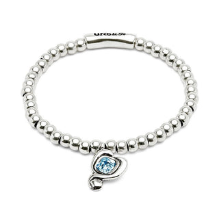 UNOde50 Silver Beaded Bracelet With Light Blue Crystal Heart - MMJs Fashion
