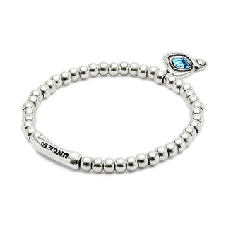 UNOde50 Silver Beaded Bracelet With Light Blue Crystal Heart - MMJs Fashion