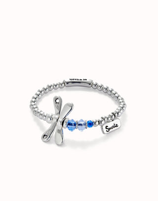 UNOde50 Silver Beaded Dragonfly Bracelet With Blue Crystal - MMJs Fashion
