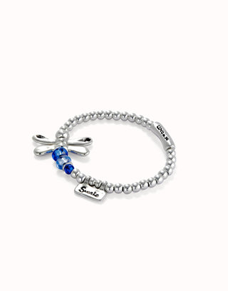 UNOde50 Silver Beaded Dragonfly Bracelet With Blue Crystal - MMJs Fashion