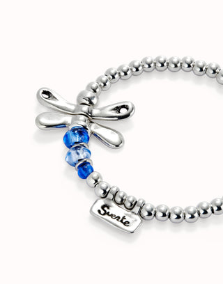 UNOde50 Silver Beaded Dragonfly Bracelet With Blue Crystal - MMJs Fashion