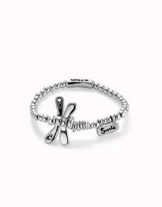UNOde50 Silver Beaded Stretch Bracelet With Dragonfly - MMJs Fashion