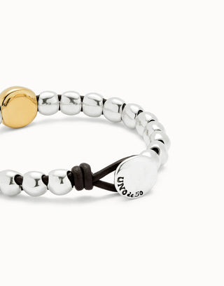 UNOde50 Silver - Plated Bracelet With Large Gold Bead - MMJs Fashion