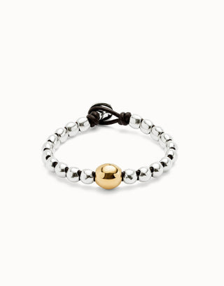 UNOde50 Silver - Plated Bracelet With Large Gold Bead - MMJs Fashion