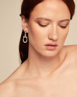 UNOde50 Silver - Plated Earrings with Medium Sized Link - MMJs Fashion