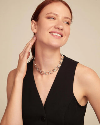 UNOde50 Silver - Plated Necklace with Medium Sized Links - MMJs Fashion